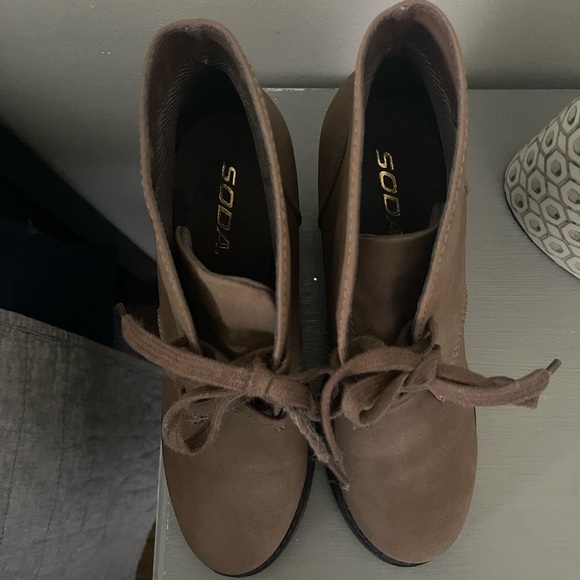 Brown Faux Leather Heeled Booties - Picture 6 of 6